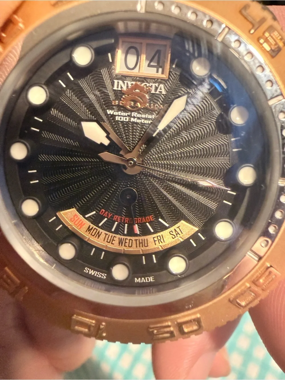 Brand New Swiss Made Subaqua Noma IV Sport-45mm, Black,Rose Gold,Genuine Leather